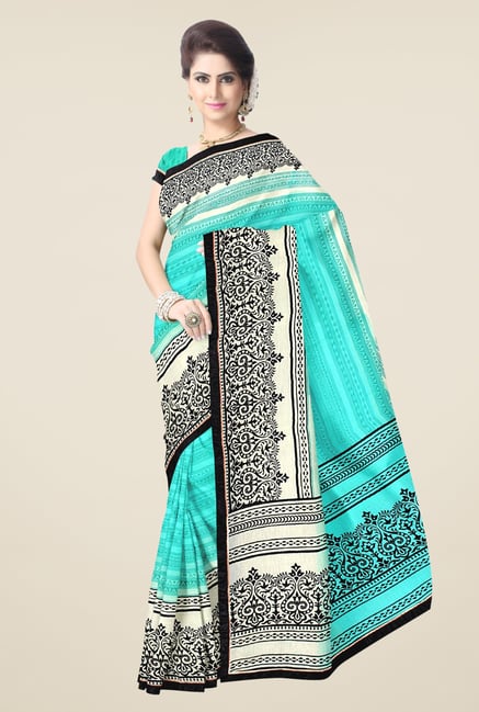 Triveni Sky Blue Printed Faux Georgette Saree Triveni Sky Blue Printed Faux Georgette Saree
