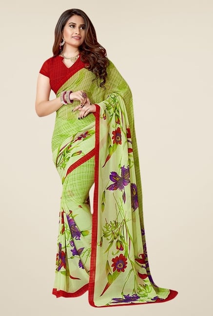 Triveni Green Printed Faux Georgette Saree Triveni Green Printed Faux Georgette Saree