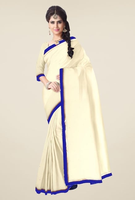 Triveni Beige Solid Faux Georgette Saree Triveni Beige Solid Faux Georgette Saree