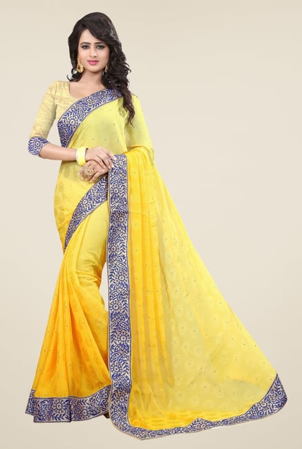 Triveni Yellow Printed Jacquard Saree Triveni Yellow Printed Jacquard Saree