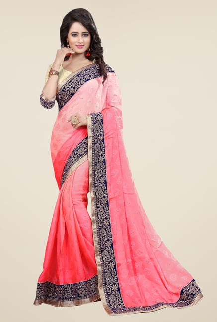 Triveni Pink Printed Jacquard Saree Triveni Pink Printed Jacquard Saree