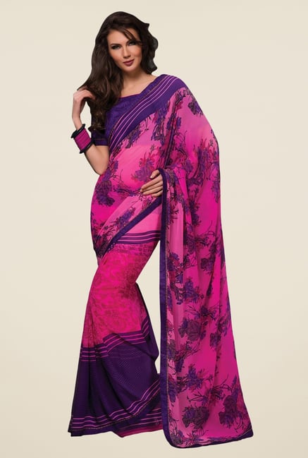 Triveni Magenta & Purple Printed Faux Georgette Saree Triveni Magenta & Purple Printed Faux Georgette Saree