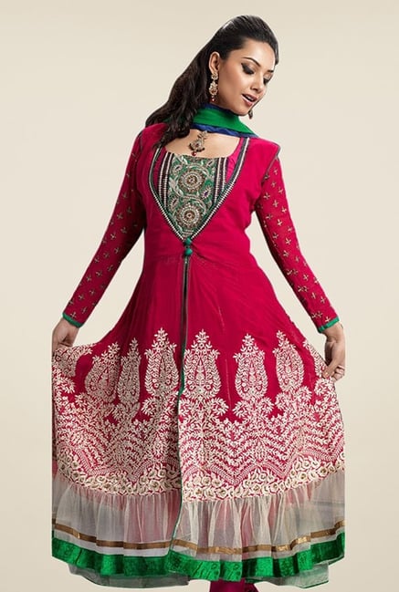 Triveni Pink Embroidered Dress Material Triveni Pink Embroidered Dress Material