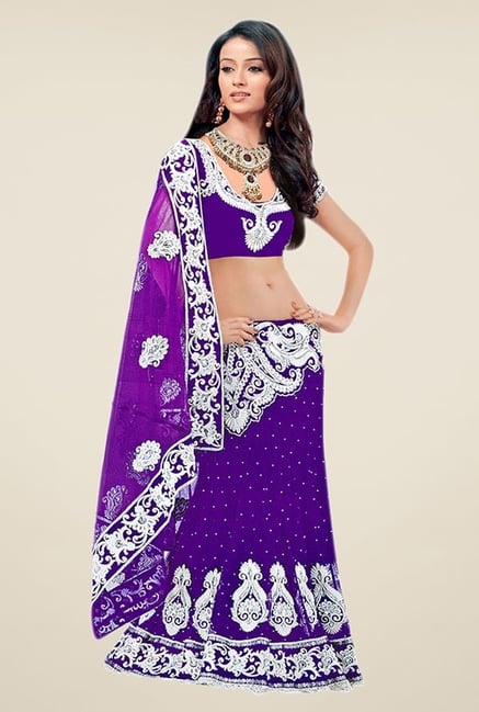Triveni Purple Embroidered Net Saree Triveni Purple Embroidered Net Saree