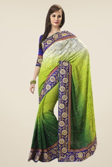 Triveni Green Embroidered Faux Georgette Saree Triveni Green Embroidered Faux Georgette Saree
