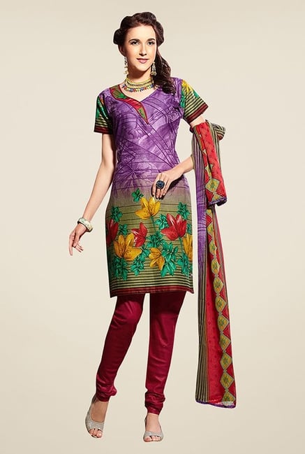 Triveni Multicolor Floral Print Dress Material Triveni Multicolor Floral Print Dress Material