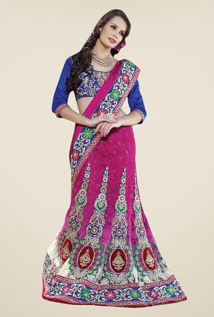 Triveni Pink Embroidered Jacquard Saree Triveni Pink Embroidered Jacquard Saree