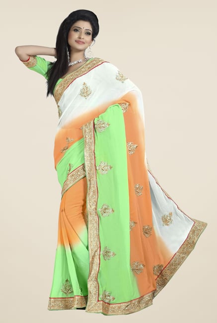 Triveni Multicolor Embroidered Chiffon Saree Triveni Multicolor Embroidered Chiffon Saree