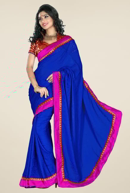 Triveni Dark Blue Printed Faux Georgette Saree Triveni Dark Blue Printed Faux Georgette Saree
