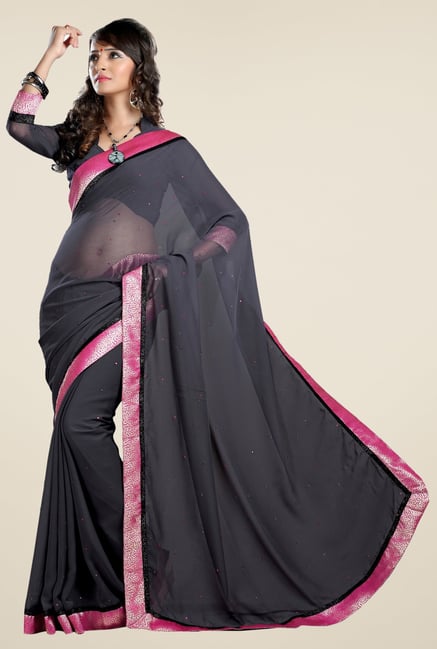 Triveni Grey Solid Chiffon Saree Triveni Grey Solid Chiffon Saree