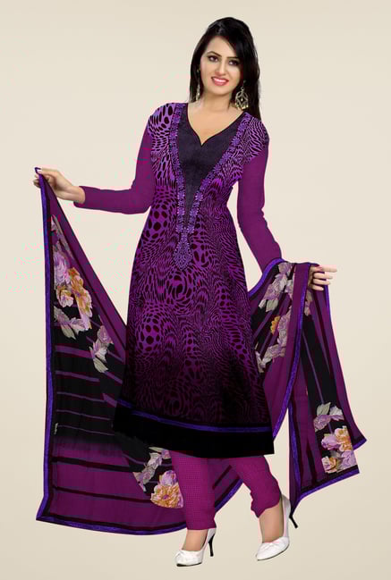 Triveni Purple Printed Dress Material Triveni Purple Printed Dress Material