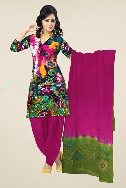 Triveni Multicolor Floral Print Dress Material Triveni Multicolor Floral Print Dress Material