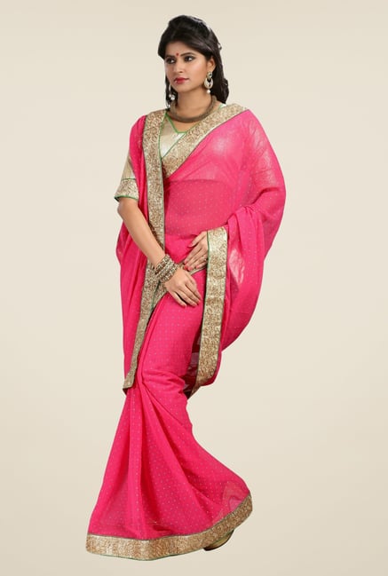 Triveni Pink Printed Chiffon Saree Triveni Pink Printed Chiffon Saree
