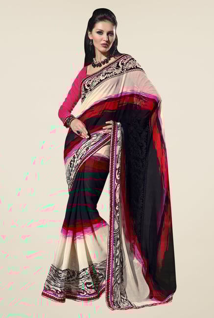 Triveni Multicolor Printed Chiffon Saree Triveni Multicolor Printed Chiffon Saree