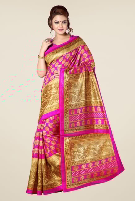 Triveni Magenta Printed Art Silk Saree Triveni Magenta Printed Art Silk Saree