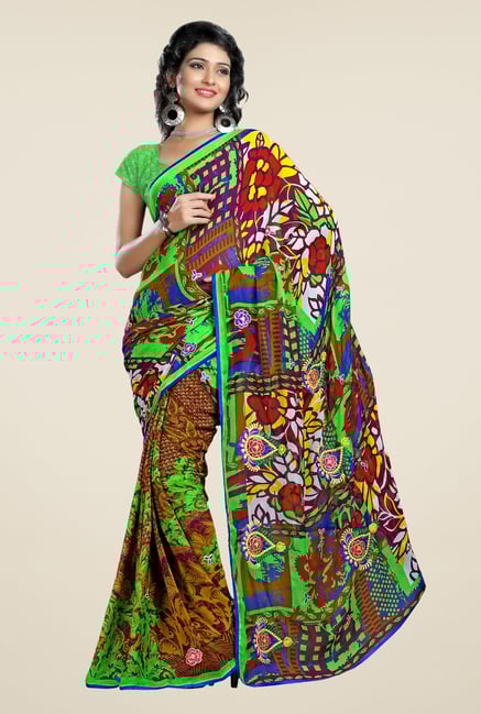 Triveni Multicolor Printed Chiffon Saree Triveni Multicolor Printed Chiffon Saree