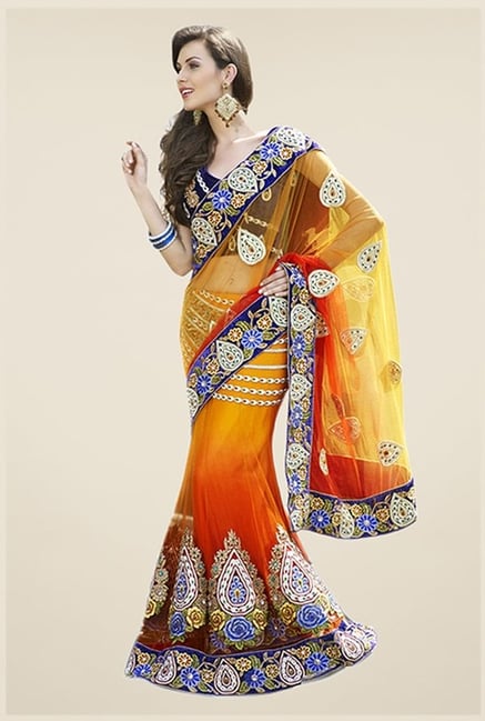 Triveni Multicolor Embroidered Net Saree Triveni Multicolor Embroidered Net Saree