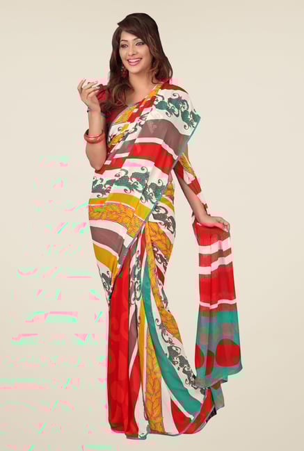 Triveni Multicolor Printed Faux Georgette Saree Triveni Multicolor Printed Faux Georgette Saree