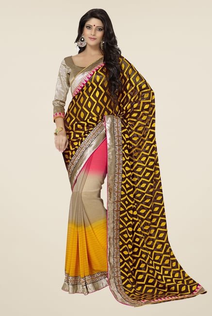 Triveni Multicolor Printed Brasso Saree Triveni Multicolor Printed Brasso Saree