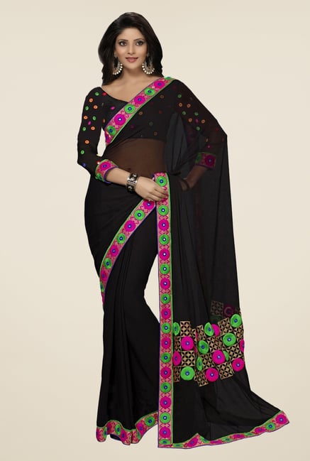 Triveni Black Embroidered Chiffon Saree Triveni Black Embroidered Chiffon Saree
