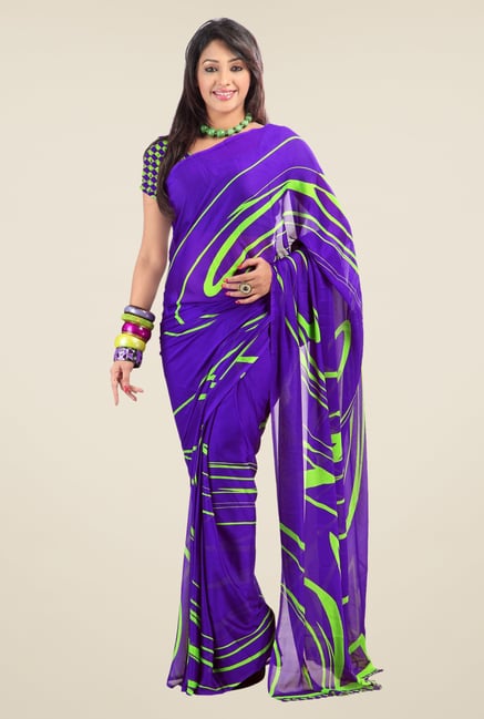 Triveni Violet Printed Faux Georgette Saree Triveni Violet Printed Faux Georgette Saree