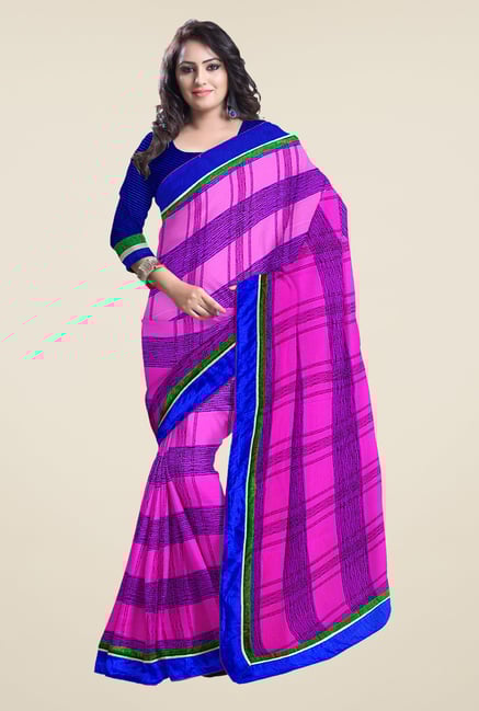Triveni Pink & Purple Printed Faux Georgette Saree Triveni Pink & Purple Printed Faux Georgette Saree