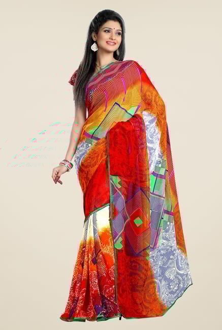 Triveni Multicolor Printed Faux Georgette Saree Triveni Multicolor Printed Faux Georgette Saree