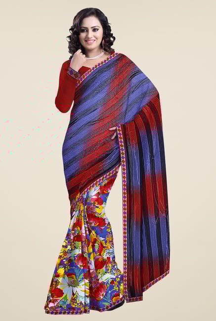 Triveni Multi Printed Faux Georgette Saree Triveni Multi Printed Faux Georgette Saree
