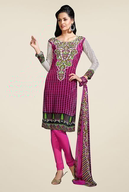 Triveni Magenta Printed Dress Material Triveni Magenta Printed Dress Material