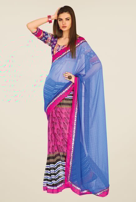Triveni Multicolor Printed Chiffon Saree Triveni Multicolor Printed Chiffon Saree