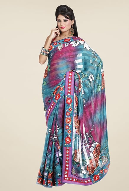 Triveni Multicolor Printed Faux Georgette Saree Triveni Multicolor Printed Faux Georgette Saree