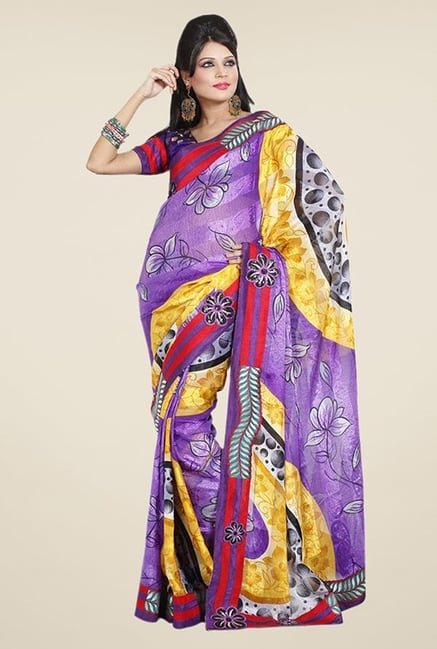 Triveni Purple Printed Faux Georgette Saree Triveni Purple Printed Faux Georgette Saree