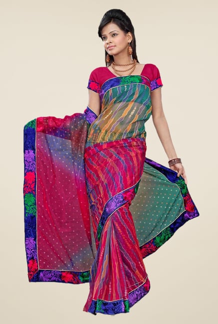 Triveni Multicolor Printed Net Saree Triveni Multicolor Printed Net Saree
