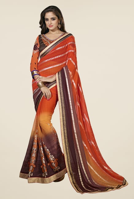 Triveni Multicolor Printed Faux Georgette Saree Triveni Multicolor Printed Faux Georgette Saree