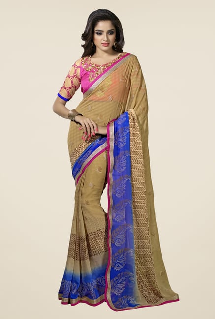 Triveni Beige Printed Faux Georgette Saree Triveni Beige Printed Faux Georgette Saree