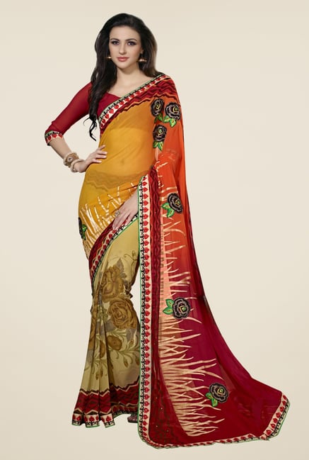 Triveni Multicolor Printed Faux Georgette Saree Triveni Multicolor Printed Faux Georgette Saree