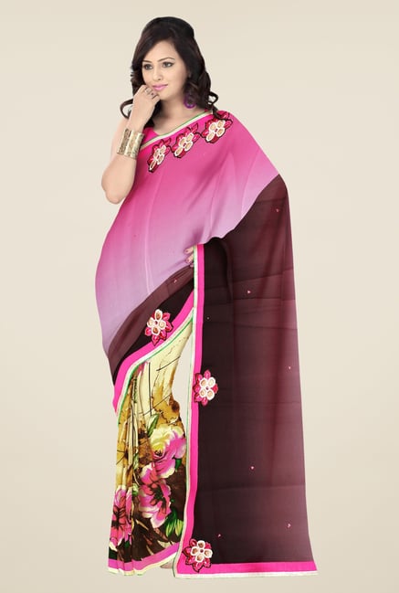 Triveni Multicolor Floral Print Faux Georgette Saree Triveni Multicolor Floral Print Faux Georgette Saree