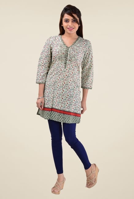 Triveni Olive Floral Print Kurti Triveni Olive Floral Print Kurti