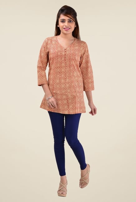 Triveni Brown Printed Kurti Triveni Brown Printed Kurti