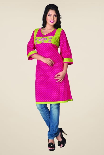 Triveni Pink Printed Kurti Triveni Pink Printed Kurti