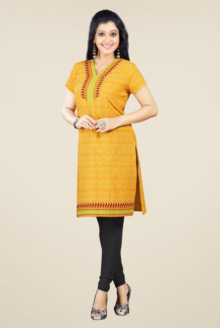 Triveni Mustard Printed Kurti Triveni Mustard Printed Kurti