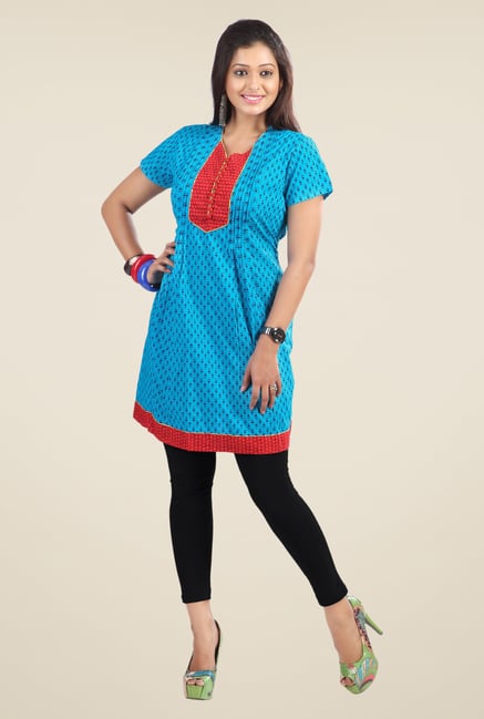 Triveni Blue Printed Kurti Triveni Blue Printed Kurti