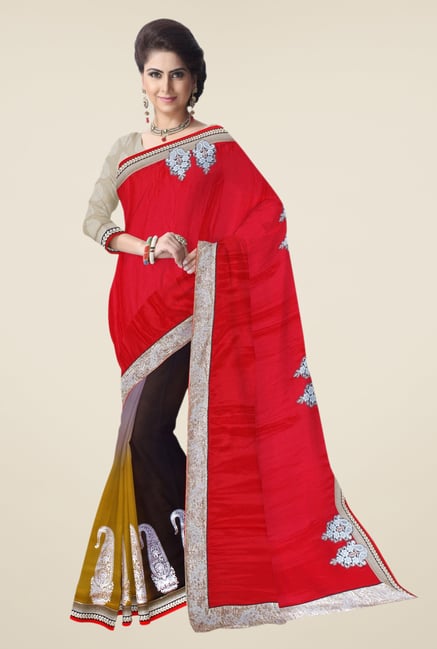 Triveni Multicolor Embroidered Faux Georgette Saree Triveni Multicolor Embroidered Faux Georgette Saree
