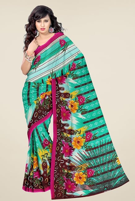 Triveni Green Printed Faux Georgette Saree Triveni Green Printed Faux Georgette Saree