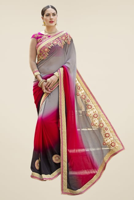 Triveni Multicolor Embroidered Faux Georgette Saree Triveni Multicolor Embroidered Faux Georgette Saree
