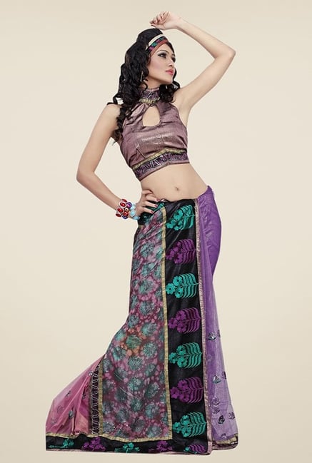 Triveni Multicolor Embroidered Net Saree Triveni Multicolor Embroidered Net Saree