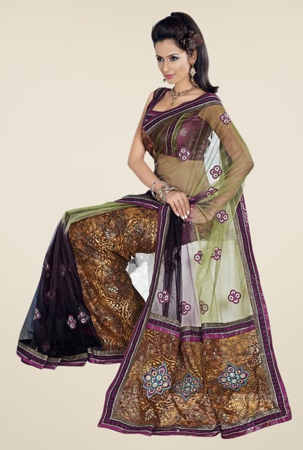 Triveni Multicolor Embroidered Net Brasso & Art Silk Saree Triveni Multicolor Embroidered Net Brasso & Art Silk Saree