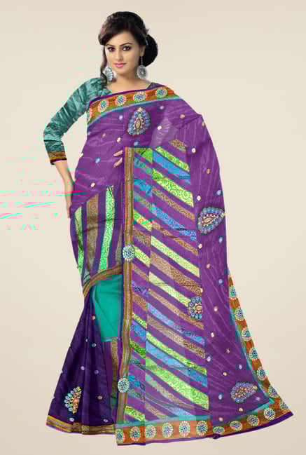 Triveni Multicolor Embroidered Brasso Faux Georgette Saree Triveni Multicolor Embroidered Brasso Faux Georgette Saree