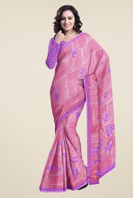 Triveni Pink Printed Faux Georgette Saree Triveni Pink Printed Faux Georgette Saree