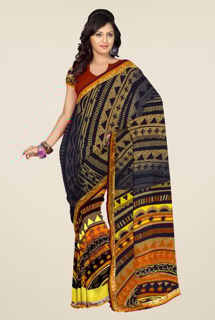 Triveni Multicolor Printed Faux Georgette Saree Triveni Multicolor Printed Faux Georgette Saree